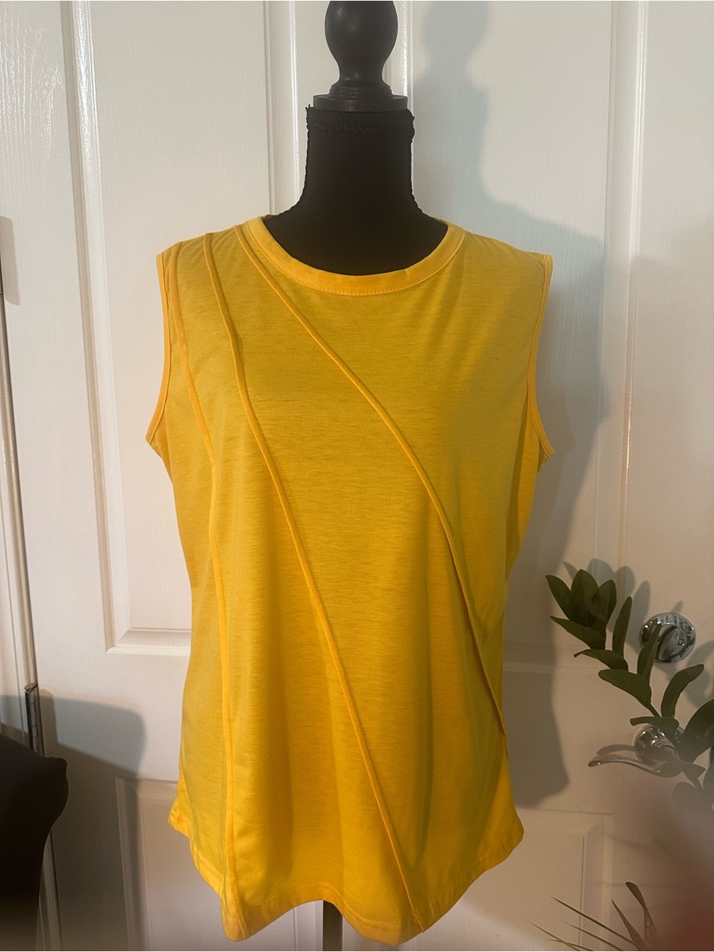 Sleeveless Yellow Women's Top - Bright Ponte Detail